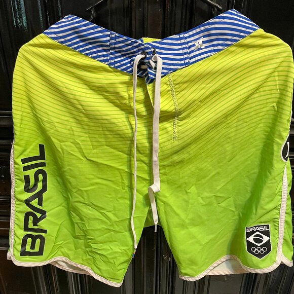 Hurley Brazil Olympic Team Board Shorts Swim Mens M - Picture 1 of 5